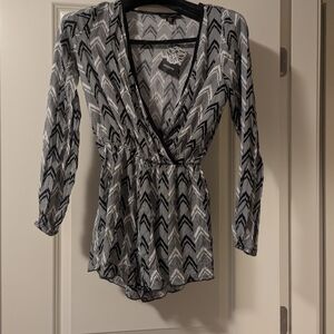Chevron Patterned Black and White Women's Top